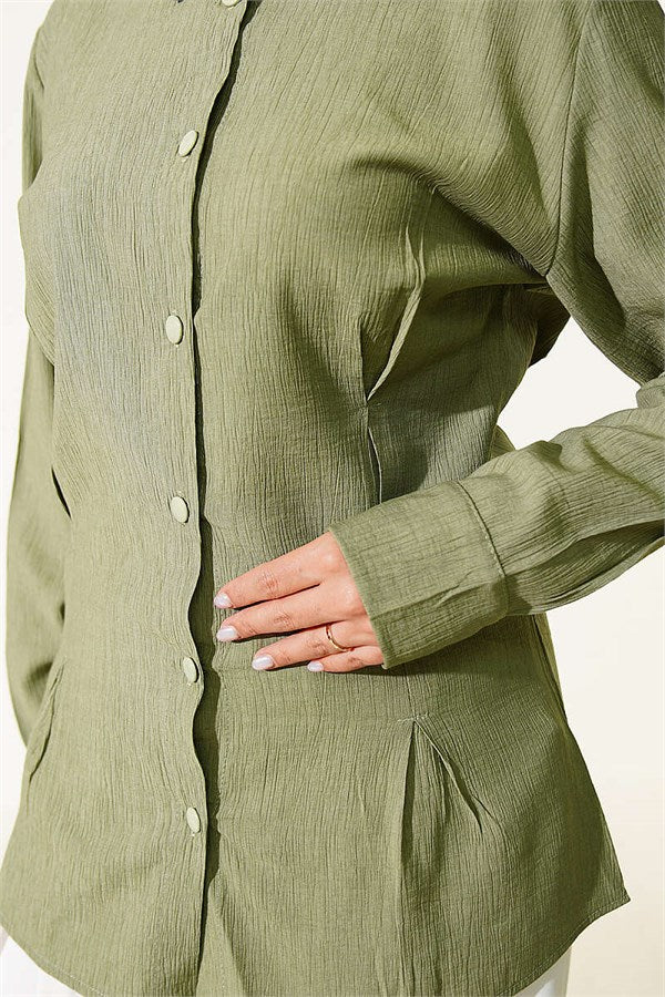 Shirt with Side Waist Darts, Light Green
