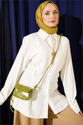 Shirt with Side Waist Darts, Ecru