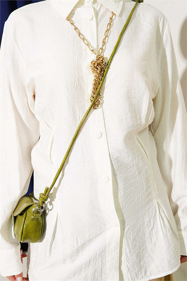 Shirt with Side Waist Darts, Ecru