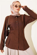 Side Waist Dart Shirt, Brown