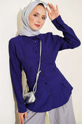 Navy Shirt with Side Waist Darts