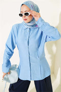 Side Waist Dart Shirt Blue