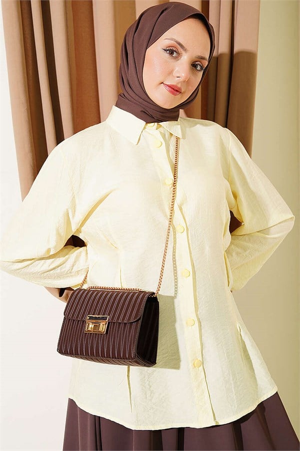 Yellow Shirt with Side Waist Darts