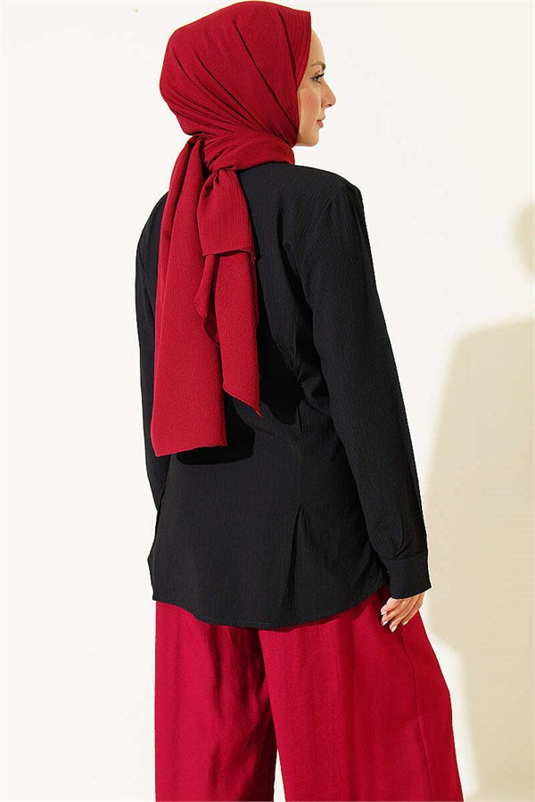 Side Waist Dart Shirt Black