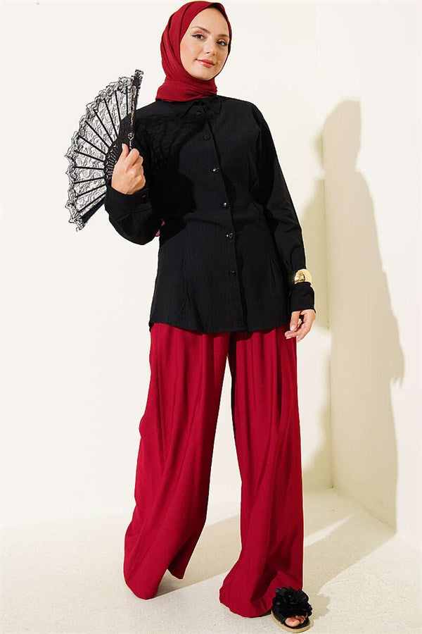 Side Waist Dart Shirt Black