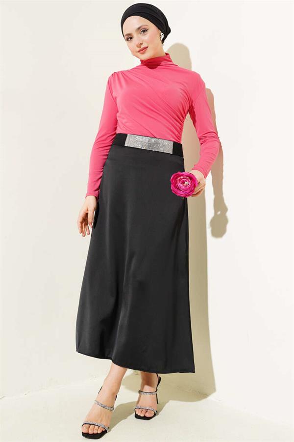 Side Gathered Turtleneck Sandy Blouse Dusty Rose