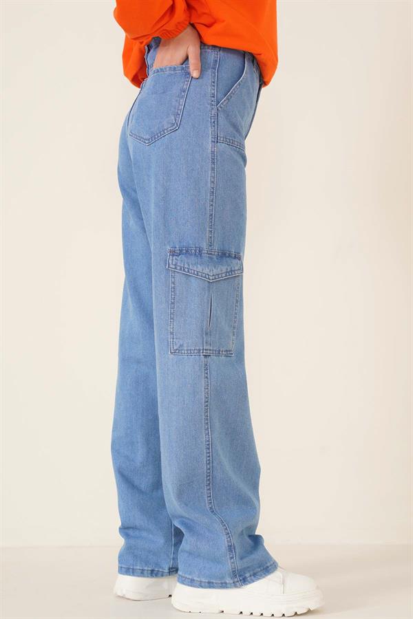 Side Pocket Cargo Pants Light Blue