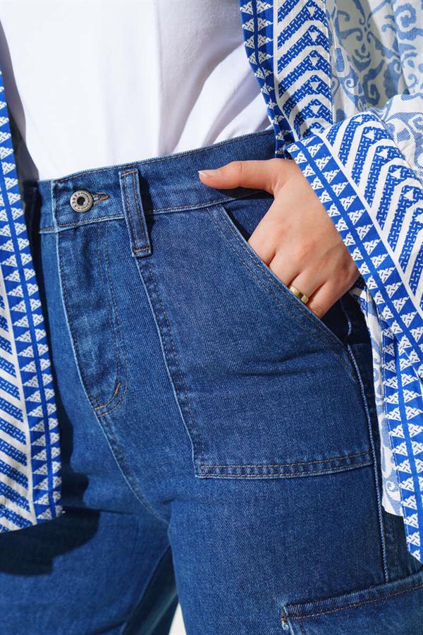 Side Pocket Cargo Pants Dark Blue