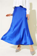 Side Zipper Satin Skirt Saxe