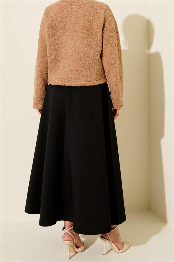 Side Tie Scuba Skirt Black