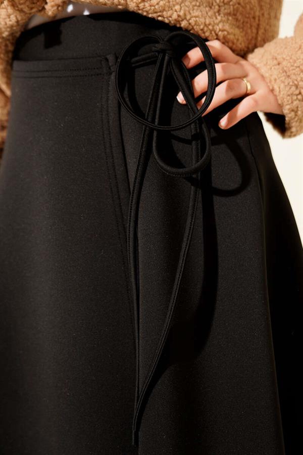Side Tie Scuba Skirt Black
