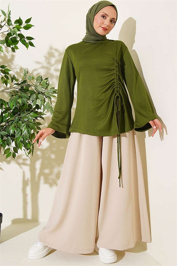 Side Drawstring Tunic, Khaki
