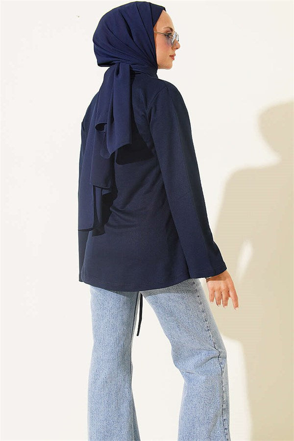 Side Drawstring Tunic, Navy Blue