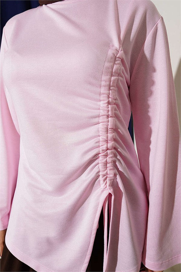 Pink Tunic with Side Tie Gathering