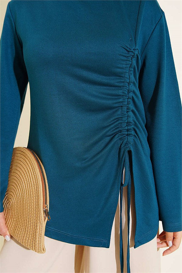Side Drawstring Tunic in Petrol