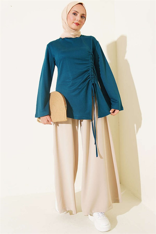 Side Drawstring Tunic in Petrol
