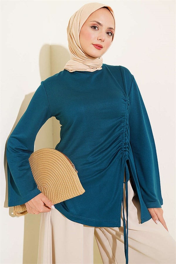 Side Drawstring Tunic in Petrol