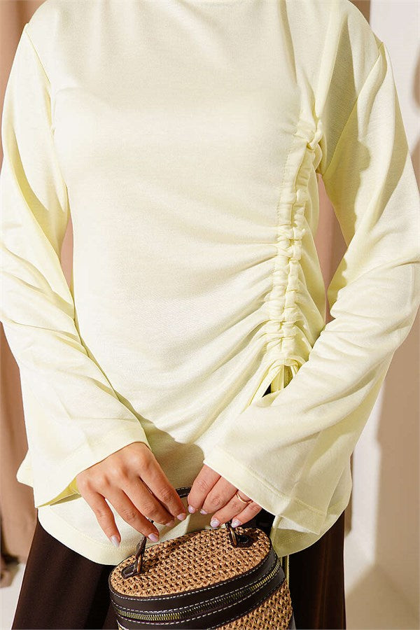 Side Drawstring Tunic, Yellow