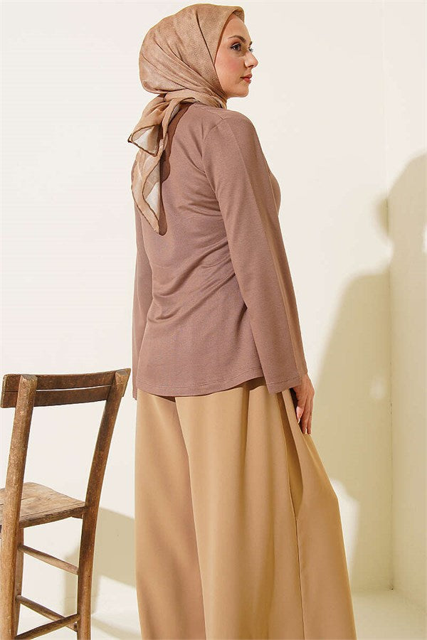 Side Drawstring Tunic, Milky Coffee