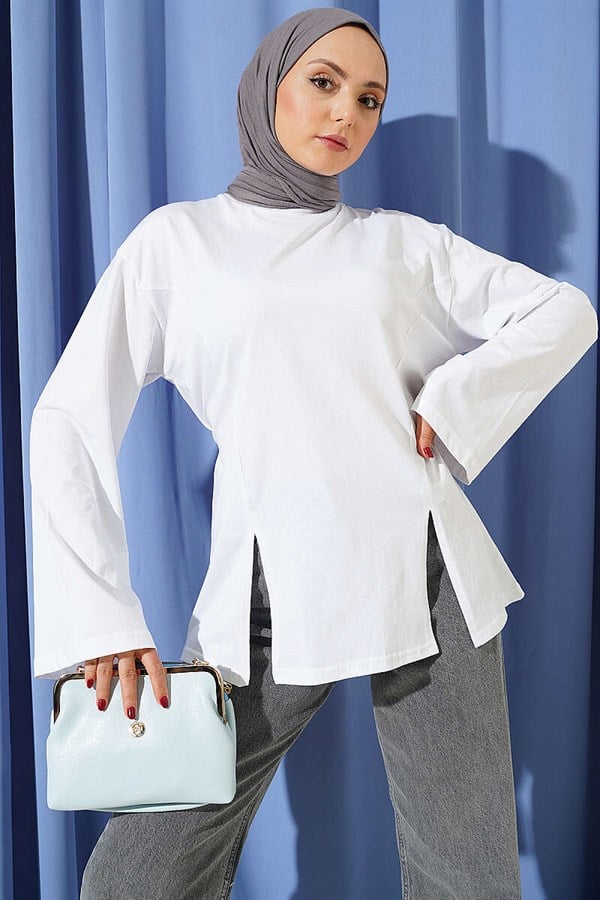Side-Slit Tunic, White