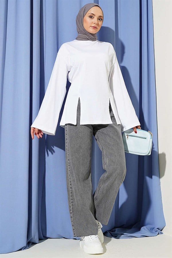 Side-Slit Tunic, White