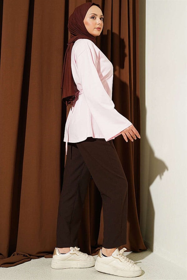 Pink Tunic with Side Drawstring Slit