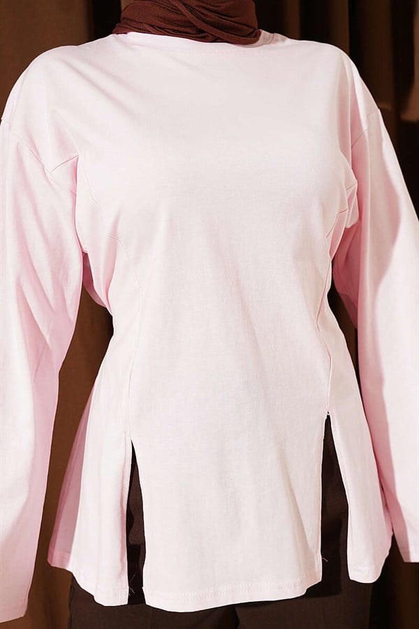 Pink Tunic with Side Drawstring Slit