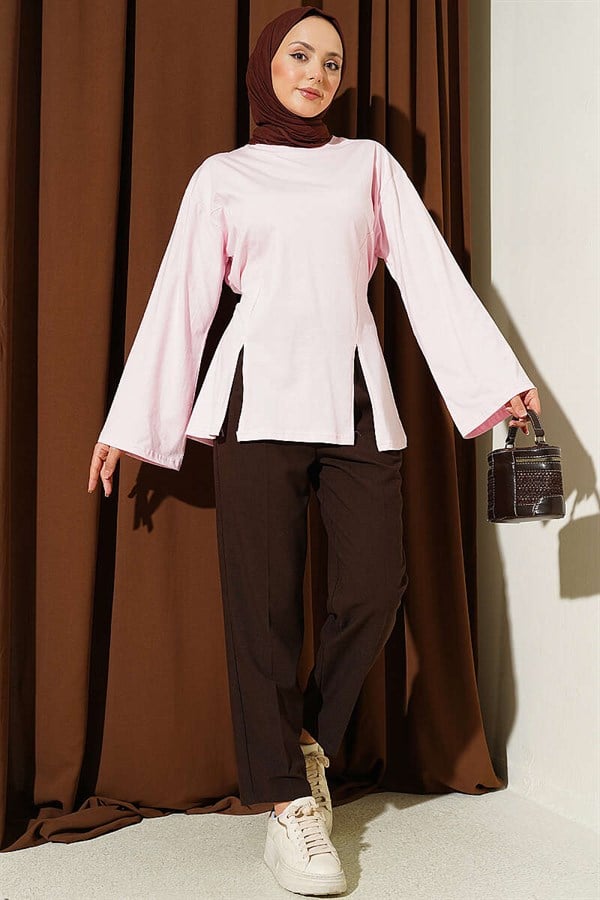Pink Tunic with Side Drawstring Slit