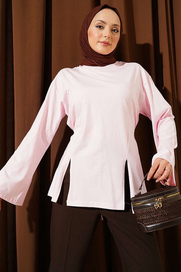 Pink Tunic with Side Drawstring Slit