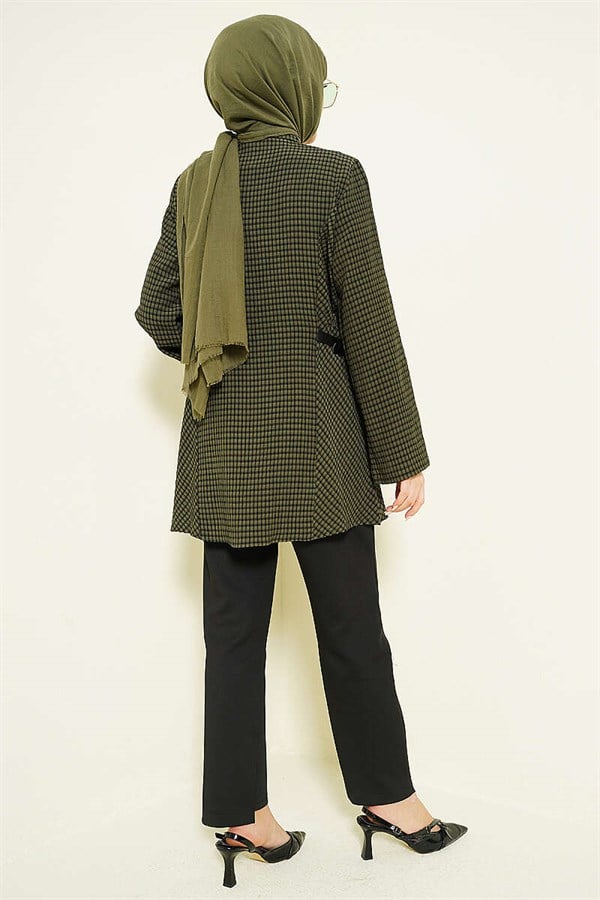 Plaid Shirt with Elasticated Side Waistband, Khaki