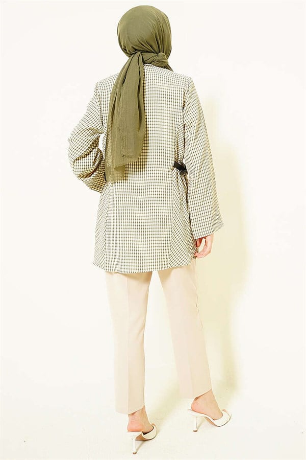 Plaid Shirt with Side Elastic Waistband, Green