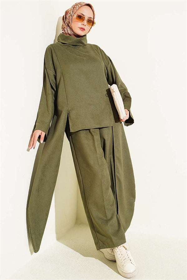 2 Piece Set with Side Detail, Khaki