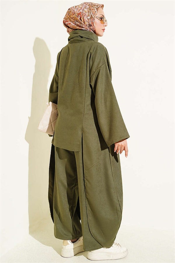 2 Piece Set with Side Detail, Khaki