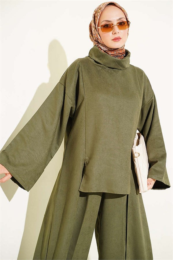 2 Piece Set with Side Detail, Khaki
