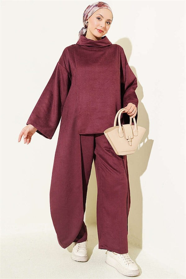 2 Piece Set with Side Detail, Plum