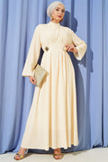 Yellow Polka Dot Dress with Side Buckle and Darts