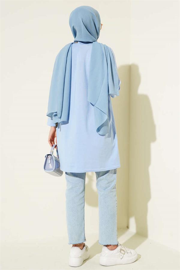 Basic Tunic with Side Slits, Baby Blue