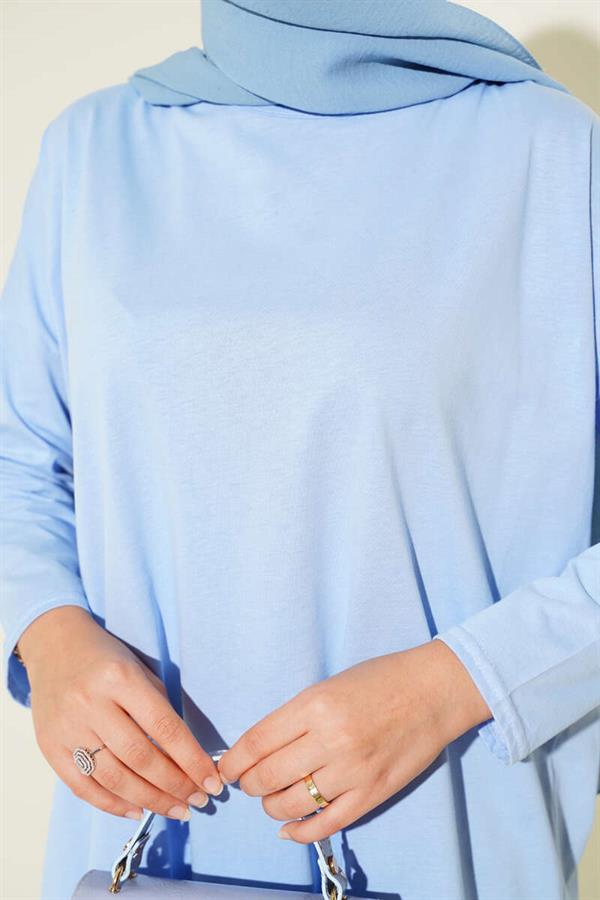 Basic Tunic with Side Slits, Baby Blue