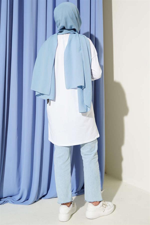 Basic Tunic with Side Slits in White