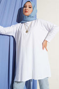 Basic Tunic with Side Slits in White