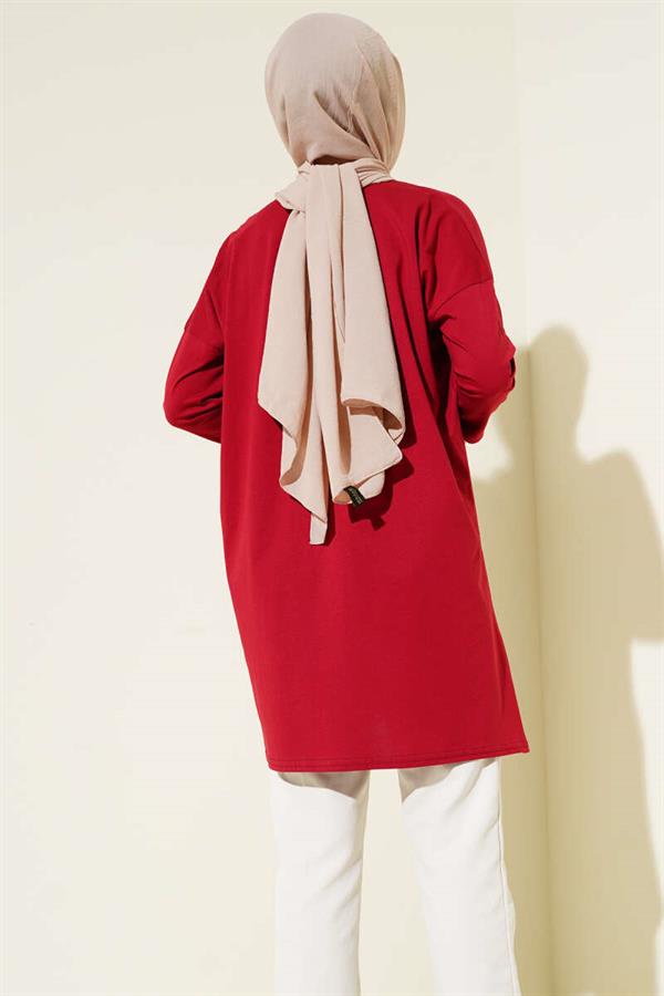 Basic Tunic with Side Slits, Burgundy