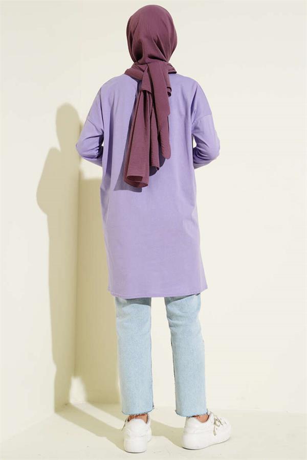 Basic Tunic with Side Slits, Lilac