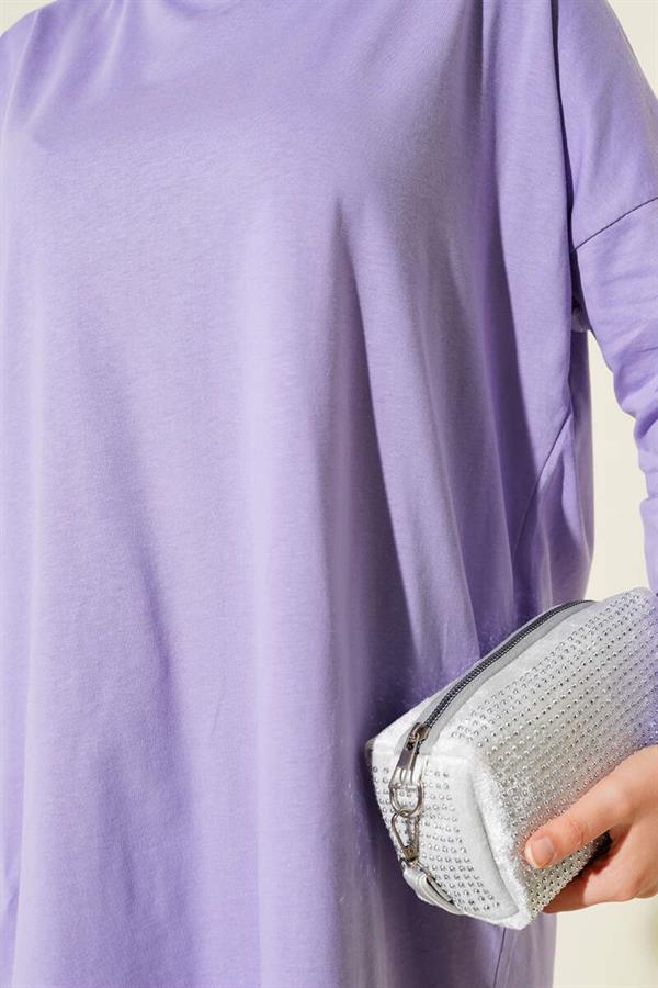 Basic Tunic with Side Slits, Lilac