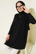 Basic Tunic with Side Slits in Black