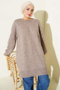 Side Slit Soft Long Knit Tunic Mink