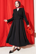 2 Piece Set with side-lace jacket and skirt, black.