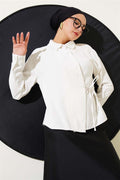 Side Tie Tencel Short Shirt White