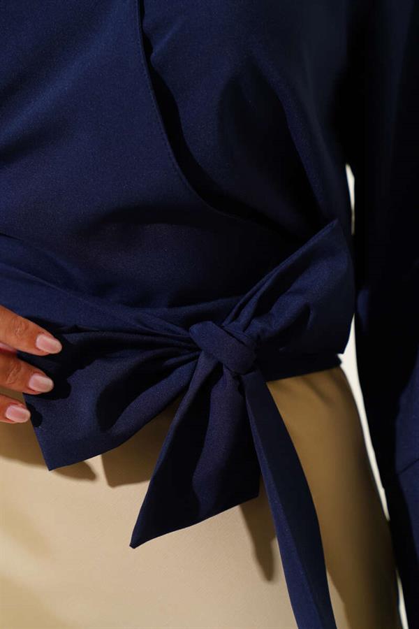 Side Tie Detail Short Shirt Navy Blue