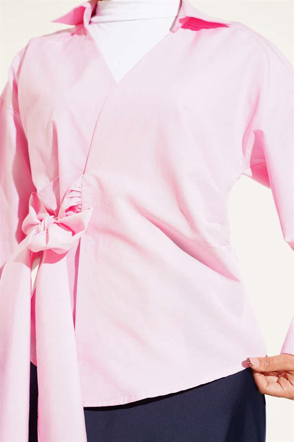 Side Tie Blouse Pink