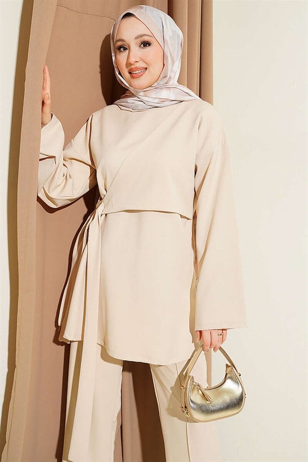 Side-Tie 2 Piece Set, Beige